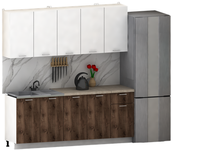 Кухонный гарнитур Eligard Lion 2.0 (белый/дуб нокс/малага)