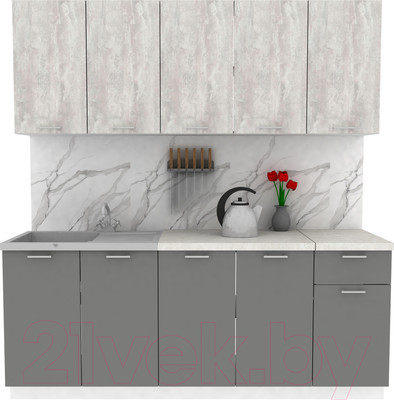 Кухонный гарнитур Eligard Lion 2.0 (ледяное дерево/дымчатый алмаз/королевский опал)