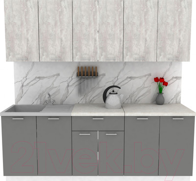 Кухонный гарнитур Eligard Lion 2.2 (ледяное дерево/дымчатый алмаз/королевский опал)