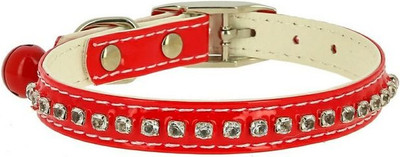 Ошейник КАСКАД Синтетик двойной прошитый со стразами и бубенчиком / 00210106-02 (красный)