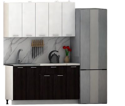 Кухонный гарнитур Eligard Lion 1.5 (белый/дуб марбург/королевский опал)