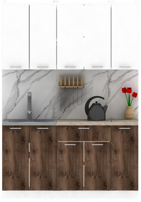 Кухонный гарнитур Eligard Lion 1.5 (белый/дуб нокс/малага)