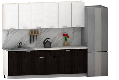 Кухонный гарнитур Eligard Lion 2.4 (белый/дуб марбург/королевский опал)
