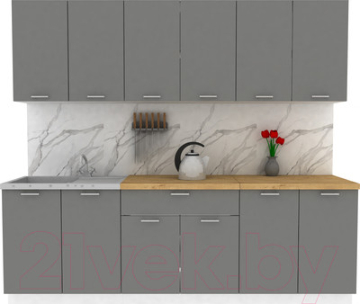 Кухонный гарнитур Eligard Lion 2.4 (дымчатый алмаз/дуб бунратти)