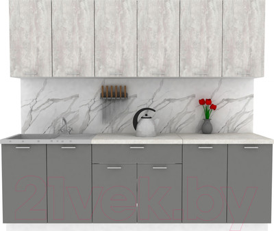 Кухонный гарнитур Eligard Lion 2.4 (ледяное дерево/дымчатый алмаз/королевский опал)