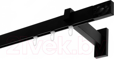 Карниз для штор Lm Decor Флэт Лайн Грид одинарный (черный матовый, 2.0м)