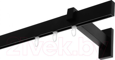 Карниз для штор Lm Decor Флэт Лайн Изи одинарный (черный матовый, 2.4м)