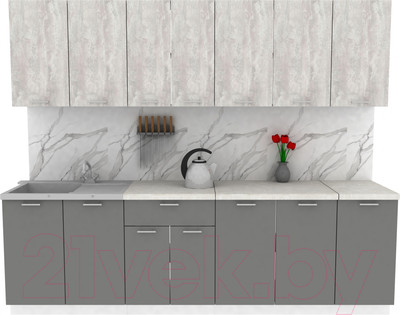 Кухонный гарнитур Eligard Lion 2.6 (ледяное дерево/дымчатый алмаз/королевский опал)