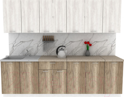 Кухонный гарнитур Eligard Lion 2.6 (сосна каньон/дуб каньон/малага)