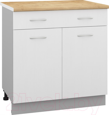 Шкаф-стол кухонный Кортекс-мебель Корнелия Лира НШ80р1ш (белый/дуб бунратти)