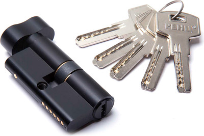 Цилиндровый механизм замка Ренц 60мм К-3 Компьютерный ключ / INCC 60-H (черный)