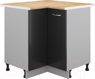 Шкаф-стол кухонный Кортекс-мебель Корнелия Лира НШУ угловой (черный/дуб бунратти)