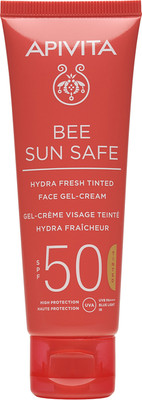 Крем солнцезащитный Apivita Bee Sun Safe SPF50 Увлажняющий освежающий крем-гель с тоном (50мл)