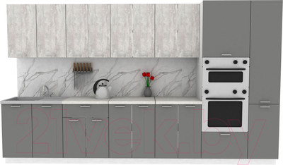 Кухонный гарнитур Eligard Lion 3.6 (ледяное дерево/дымчатый алмаз/королевский опал)