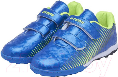Бутсы футбольные Atemi Turf Kids SBA-006 (синий/ярко-салатовый, р-р 34)