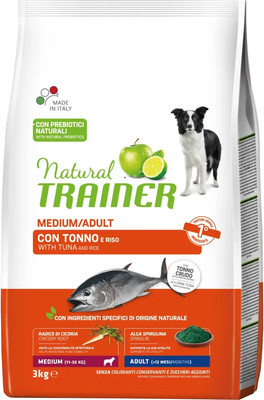 Сухой корм для собак Trainer Natural для средних пород с рыбой, рисом и морскими водорослями (3кг)