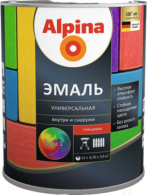 Эмаль Alpina Универсальная (750мл, белый глянцевый)