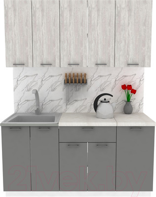 Кухонный гарнитур Eligard Lion 1 1.6 (ледяное дерево/дымчатый алмаз/королевский опал)