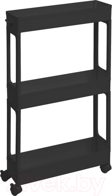 Этажерка Violet Узкая 3-х ярусная на колесах / 760307 (черный)
