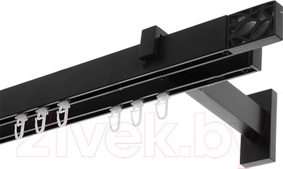 Карниз для штор Lm Decor Флэт Лайн Грид двойной (черный матовый, 2.4м)