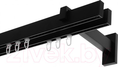 Карниз для штор Lm Decor Флэт Лайн Изи двойной (черный матовый, 3.2м)