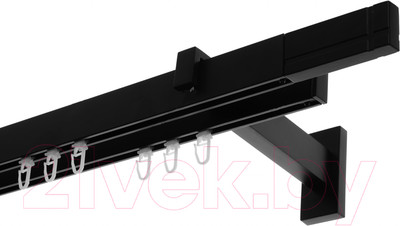 Карниз для штор Lm Decor Флэт Лайн Кросс двойной (черный матовый, 2.4м)