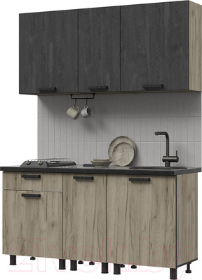 Кухонный гарнитур Стендмебель Эдинбург 1.6 (железный камень/дуб крафт серый)