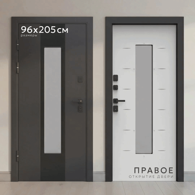 Входная дверь Guard Inox Black 96x205 правая (графит/экосатин белый)