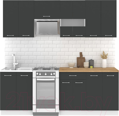 Кухонный гарнитур Mio Tesoro Экстра-лайт 2.2 (антрацит/дуб бунратти)