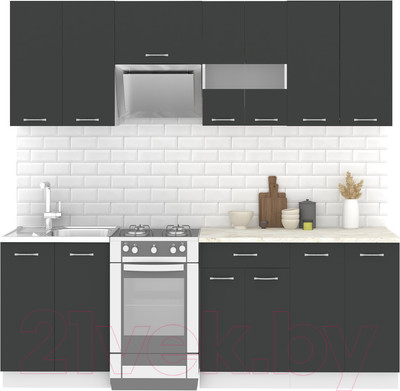 Кухонный гарнитур Mio Tesoro Экстра-лайт 2.2 (антрацит/королевский опал)