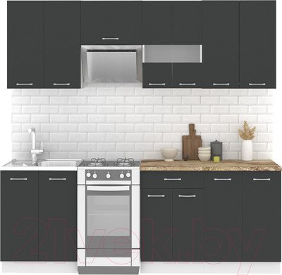 Кухонный гарнитур Mio Tesoro Экстра-лайт 2.2 (антрацит/мадрид)