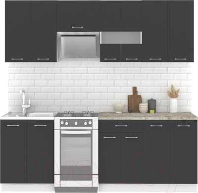 Кухонный гарнитур Mio Tesoro Экстра-лайт 2.2 (антрацит/марсель)