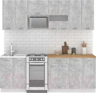 Кухонный гарнитур Mio Tesoro Экстра-лайт 2.2 (ателье светлый/дуб бунратти)