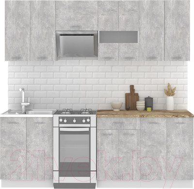 Кухонный гарнитур Mio Tesoro Экстра-лайт 2.2 (ателье светлый/мадрид)