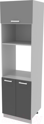 Шкаф-пенал кухонный Интерлиния Компо ПШД-№18-2145 (антрацит/серебристый)