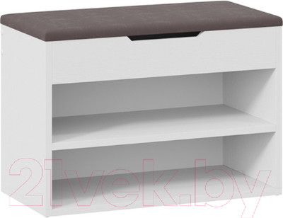 Тумба в прихожую ТриЯ Тип 11 (белый ясень/велюр серый)