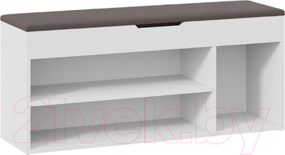 Тумба в прихожую ТриЯ Тип 12 (белый ясень/велюр серый)