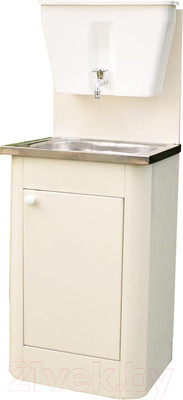 Умывальник для дачи Петромаш С бачком УМ-10 / slkptr103 (бежевый/мойка нержавейка)