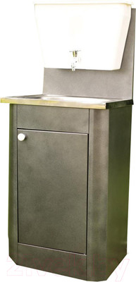 Умывальник для дачи Петромаш С бачком УМ-17 / slkptr121 (мокрый асфальт/мойка нержавейка)