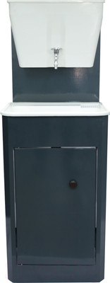 Умывальник для дачи Петромаш С бачком УМ-17 / slkptr131 (мокрый асфальт/мойка пластик)