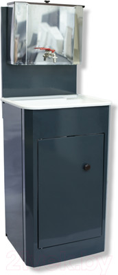 Умывальник для дачи Петромаш С бачком 15Н / slkptr141 (мокрый асфальт/мойка пластик)