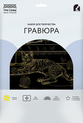 Гравюра Три совы Домашняя кошка / GA4_48306