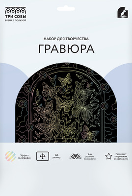 Гравюра Три совы Бабочки / GA4_48295