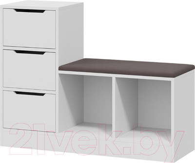 Тумба в прихожую ТриЯ Тип 14 (белый ясень/велюр серый)