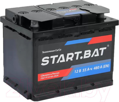 Автомобильный аккумулятор СтартБат 6СТ-55 VL Рус 480А L+ / 555107024 (55 А/ч)