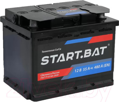 Автомобильный аккумулятор СтартБат 6СТ-55 VLR Euro 480А R+ / 555108024 (55 А/ч)