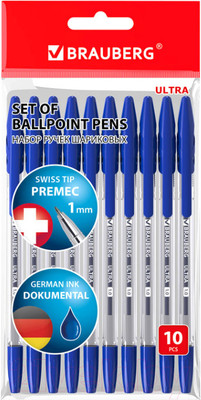 Набор шариковых ручек Brauberg 143570 (10шт, синий)