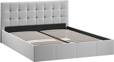 Двуспальная кровать ТриЯ Эмма с ПМ 160x200 (велюр Confetti Silver)