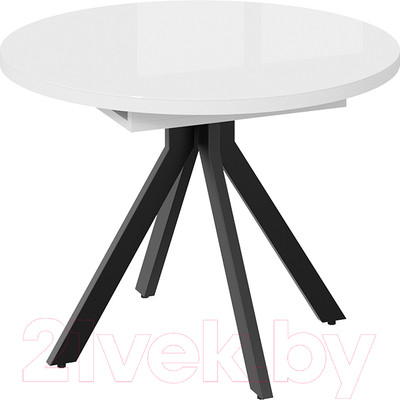 Обеденный стол ТриЯ Стокгольм тип 1 (черный муар/стекло глянцевое белое)