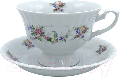 Чашка с блюдцем Cmielow i Chodziez Iwona / G742-8202I0A (праздничный букет)